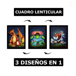 Cuadro Lenticular - Pokémon - Evoluciones Iniciales de Kanto