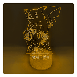 Lámpara Led Ash y Pikachu Base Agrietada