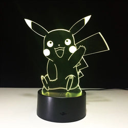 Lámpara Led Pikachu Saludando Base Negra