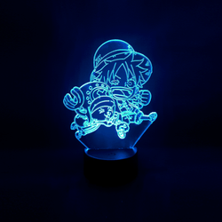 Lámpara Led Mini Luffy y Chopper Base Negra con Aplicación