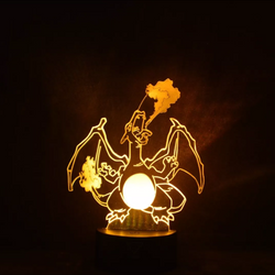 Lámpara Led Charizard Base Negra con Aplicación