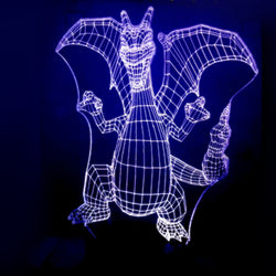 Lámpara Led Charizard Malla 3D Base Negra con Aplicación