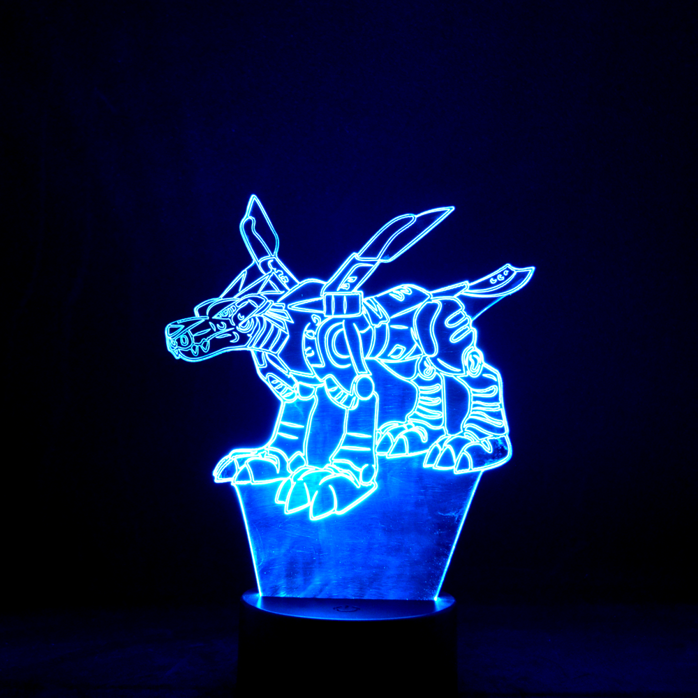 Lámpara Led Metalgarurumon Digimon Base Negra con Aplicación