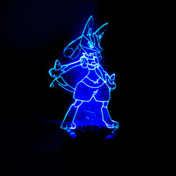 Lámpara Led  Lucario Pokemon Base Negra con Aplicación