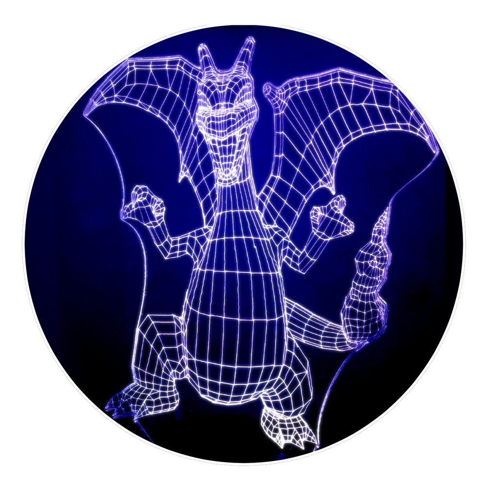 Lámpara Led Charizard Malla 3D Base Negra