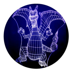 Lámpara Led Charizard Malla 3D Base Negra con Aplicación