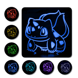 Lámpara Led Bulbasaur Base Negra con Aplicación