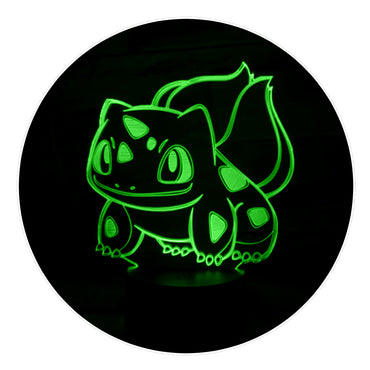 Lámpara Led Bulbasaur Base Negra con Aplicación