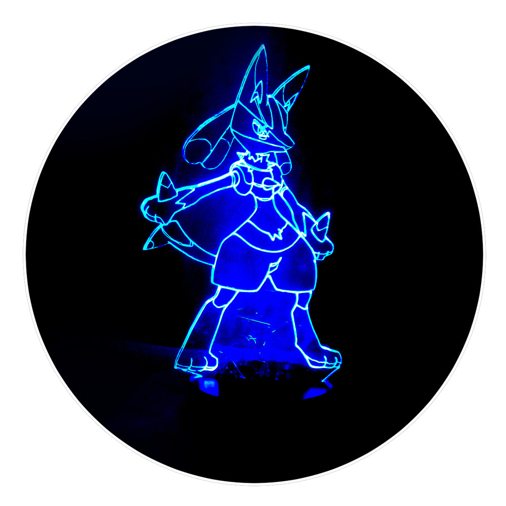 Lámpara Led  Lucario Pokemon Base Negra con Aplicación