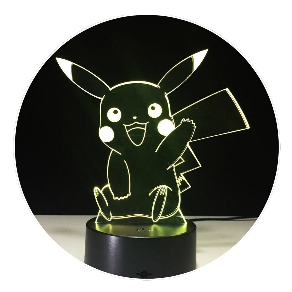 Lámpara Led Pikachu Saludando Base Negra