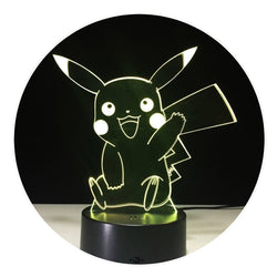 Lámpara Led Pikachu Saludando Base Negra