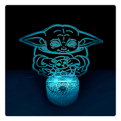 Lámpara Led Baby Yoda Base Agrietada