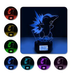 Lámpara Led Cyndaquil Base Reloj con Alarma