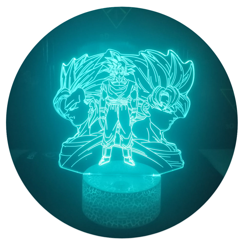 Lámpara 3d Goku Super Saiyajin 1 2 3 Base Agrietada