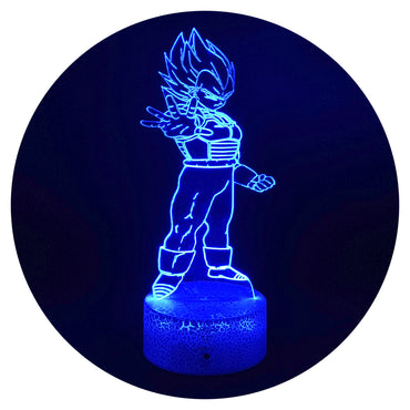 Lámpara 3d Principe Vegeta Base Agrietada