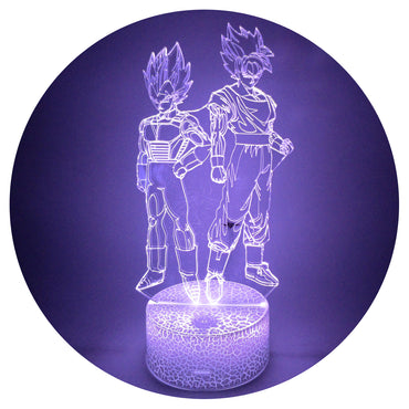 Lámpara 3d ilusión Goku x Vegeta Base Agrietada