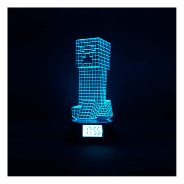 Lámpara Led Creeper Minecraft Base Reloj Usb