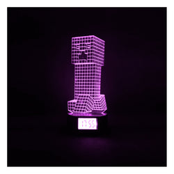 Lámpara Led Creeper Minecraft Base Reloj Usb