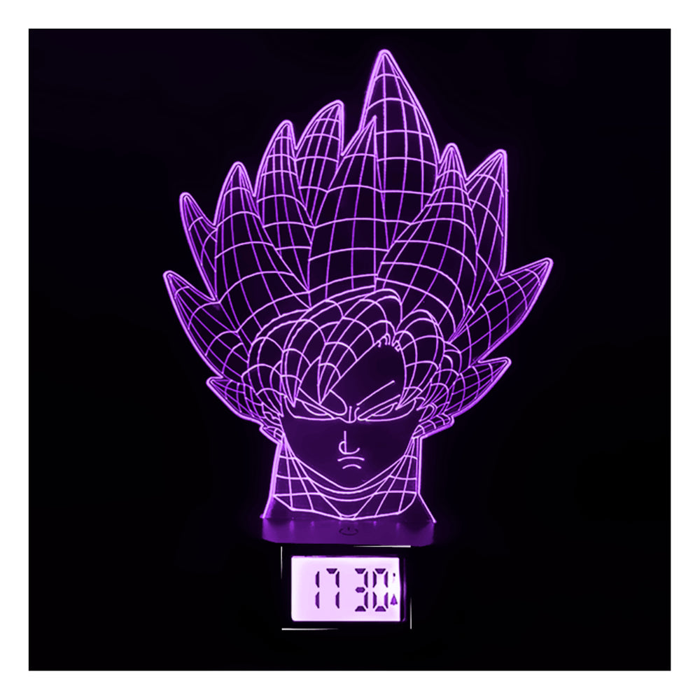 Lámpara Led Goku SSJ Cara Base Reloj Usb