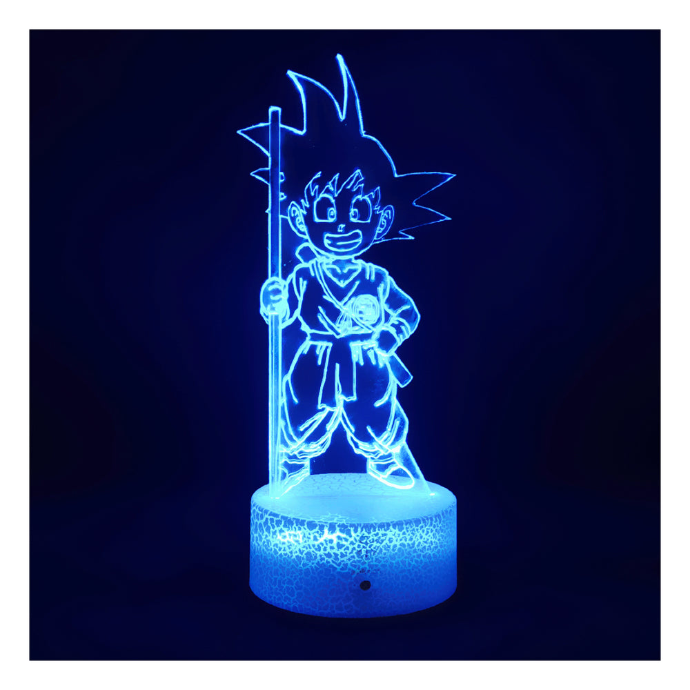 Lámpara Ilusión 3d Goku Niño Dragon Ball Base Agrietada