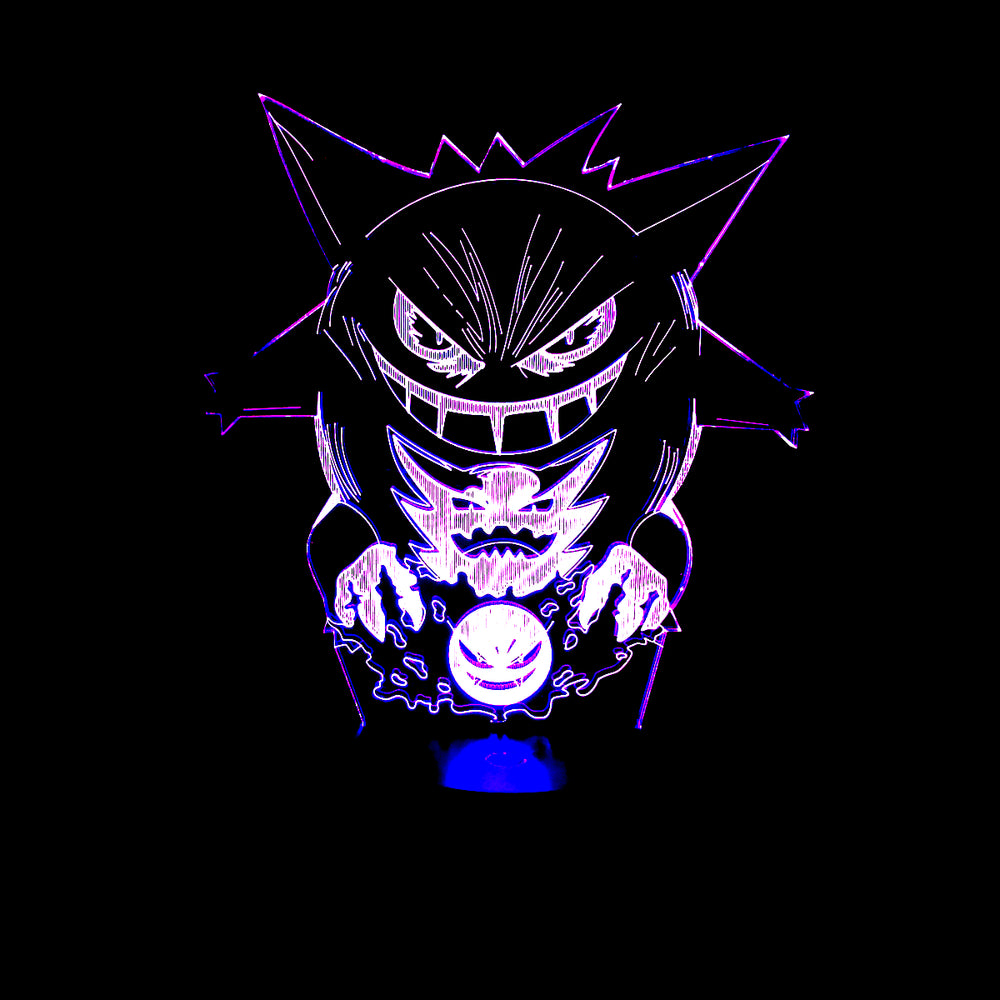 Lámpara Led Gengar, Gastly y Hunter Pokémon Base Negra con Aplicación