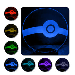 Lámpara Led Pokeball Base Negra con Aplicación