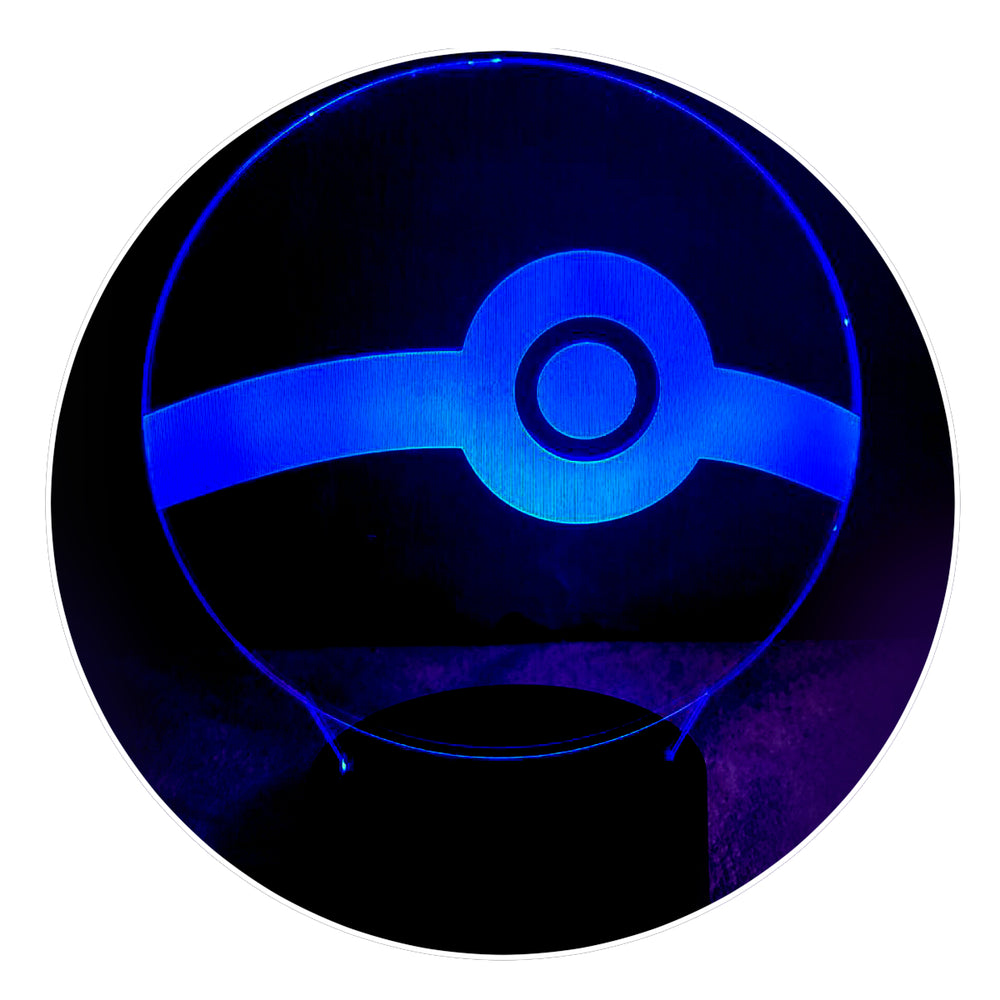 Lámpara Led Pokeball Base Negra con Aplicación