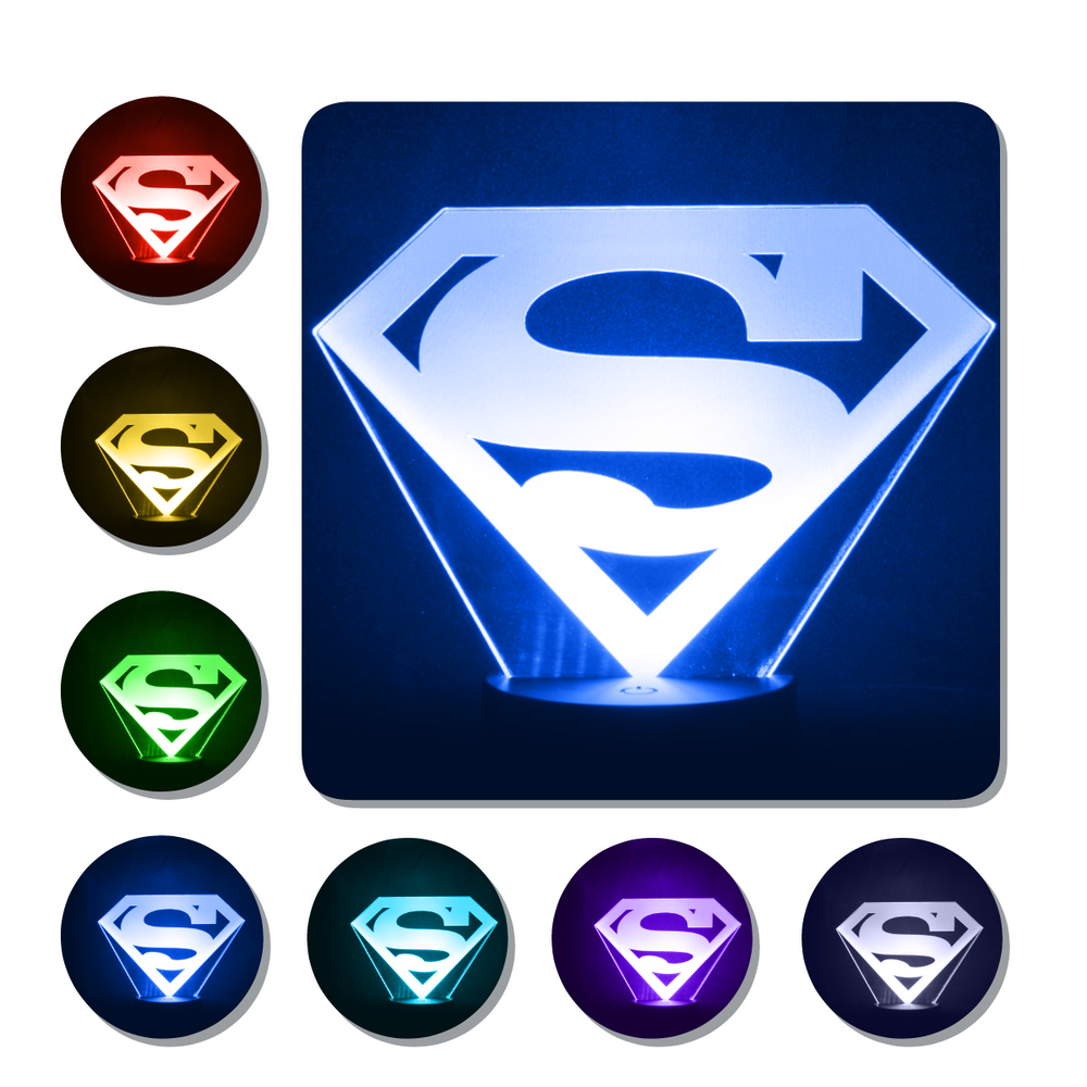 Lámpara de Mesa Superman Símbolo Base con Aplicación