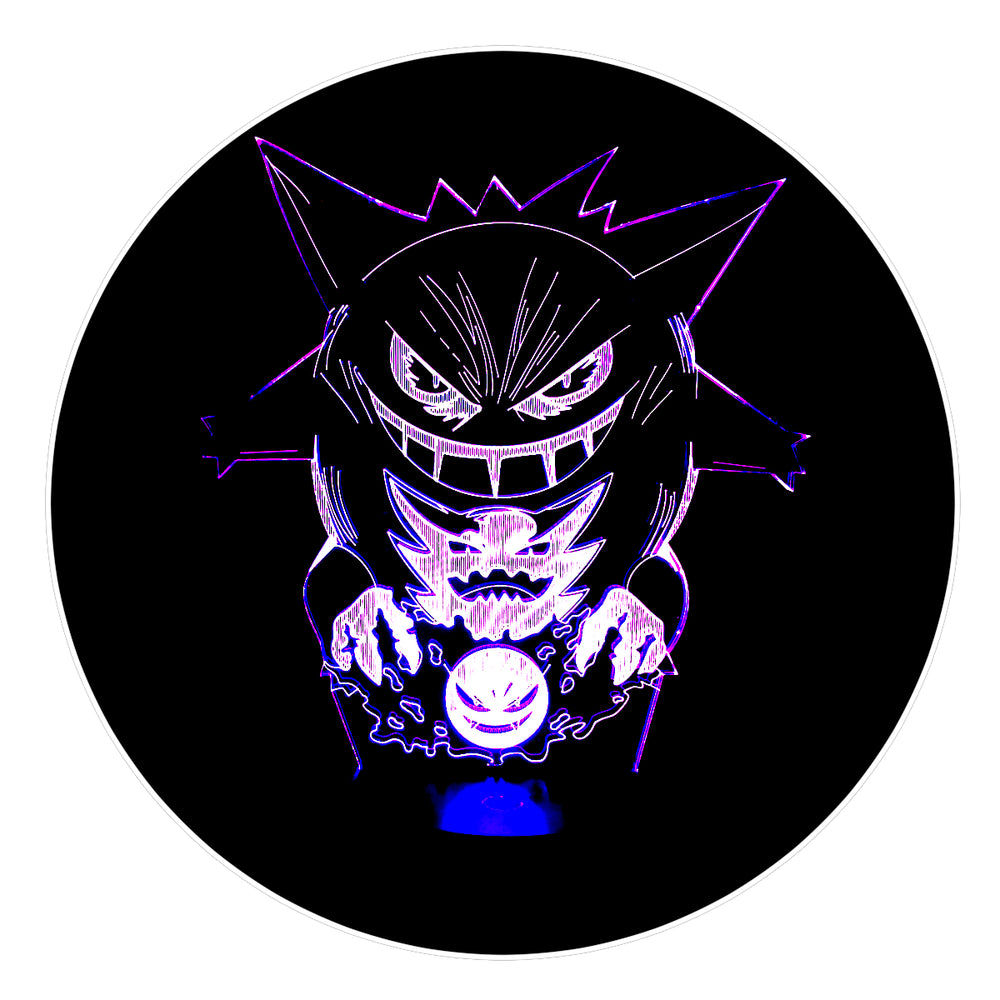 Lámpara Led Gengar, Gastly y Hunter Pokémon Base Negra con Aplicación