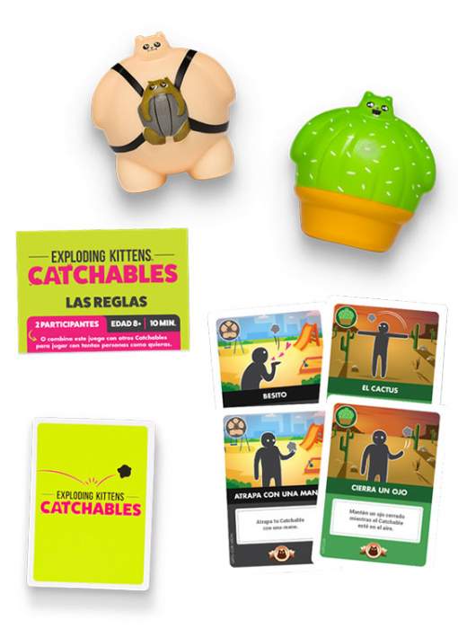 Exploding Kittens Catchables 2-Pack 2 Gato con michi y Catcus